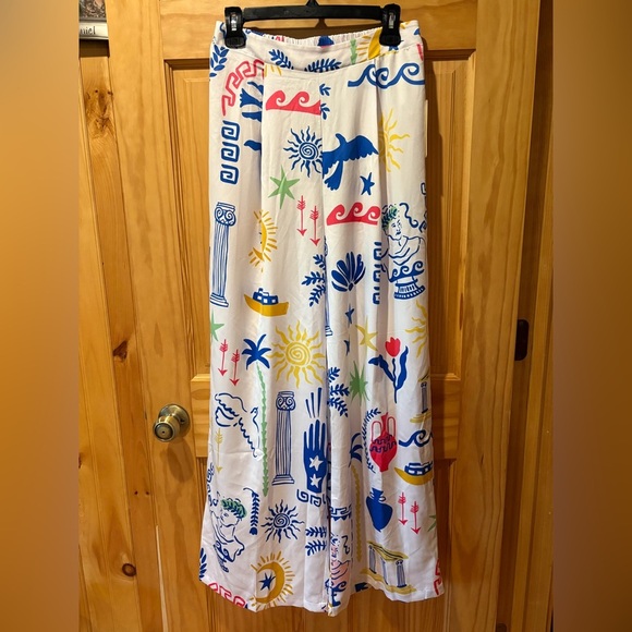 Peach brand Graffic Style wide leg pants  women’s Medium NWT - Picture 1 of 11